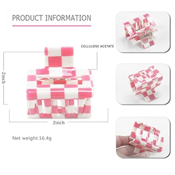 Cute Checkered Y2K Hair Clips for Women | 4 Pack