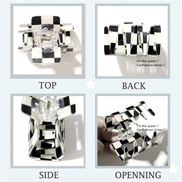 Cute Checkered Y2K Hair Clips for Women | 4 Pack