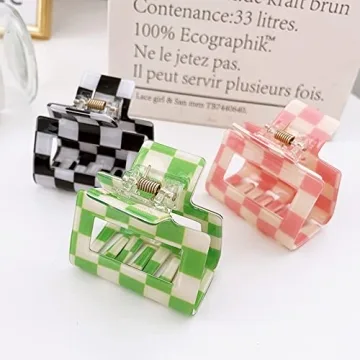 Cute Checkered Y2K Hair Clips for Women | 4 Pack
