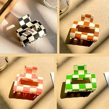 Cute Checkered Y2K Hair Clips for Women | 4 Pack