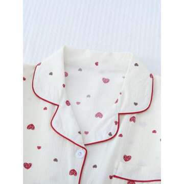 Verdusa Women's 2 Piece Pajama Sets Cute Printed Pj Set Button Up Shirts with Shorts Lounge Sleepwear