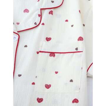 Verdusa Women's 2 Piece Pajama Sets Cute Printed Pj Set Button Up Shirts with Shorts Lounge Sleepwear