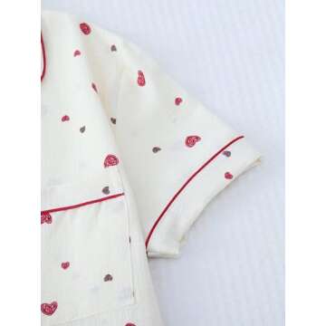 Verdusa Women's 2 Piece Pajama Sets Cute Printed Pj Set Button Up Shirts with Shorts Lounge Sleepwear