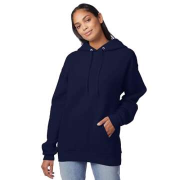 Hanes Men's Pullover EcoSmart Hooded Sweatshirt, Navy, Large