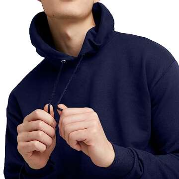 Hanes Men's Pullover EcoSmart Hooded Sweatshirt, Navy, Large