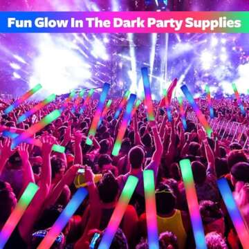 wellent 130 PCS LED Foam Glow Sticks Bulk, Glow in the Dark Party Supplies with 3 Modes Colorful Fla...