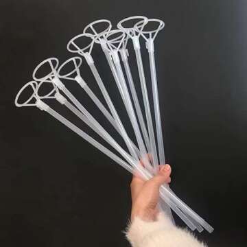 Large Balloon Sticks with Big Cups, 35 Sets Thickened 17inch Long Clear Bobo Balloon Sticks Holders for 10" to 30inch Large Balloons