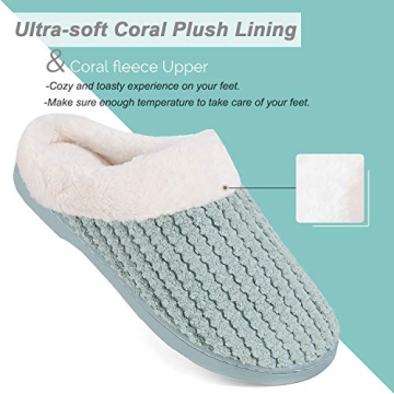 WateLves Women's Coral Fleece Memory Foam Slippers
