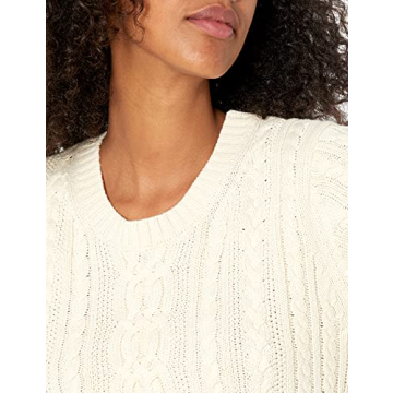 Amazon Essentials Women's Fisherman Cable Long-Sleeve Crewneck Sweater (Available in Plus Size), Cream, X-Large