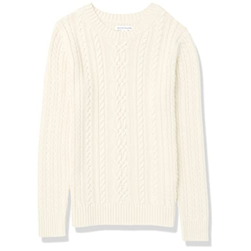Amazon Essentials Women's Fisherman Cable Long-Sleeve Crewneck Sweater (Available in Plus Size), Cream, X-Large