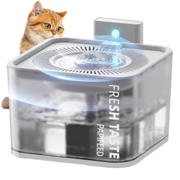PAPIFEED Silent Leak Proof Cat Drinking Fountain 3 Liter Large Capacity, Semi-Transparent Visible Wa...