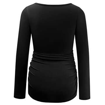 GINKANA Maternity Long Sleeve Square Neck Slim Fit Tops