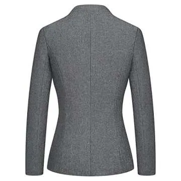 MODFUL Women's Business Pant Suit Set 2 Piece Slim Fit Blazer Jacket One Button Buckle Closure Lady Work Suit for Office (Grey, Large)