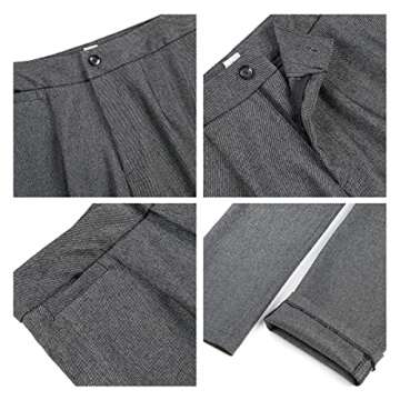 MODFUL Women's Business Pant Suit Set 2 Piece Slim Fit Blazer Jacket One Button Buckle Closure Lady Work Suit for Office (Grey, Large)