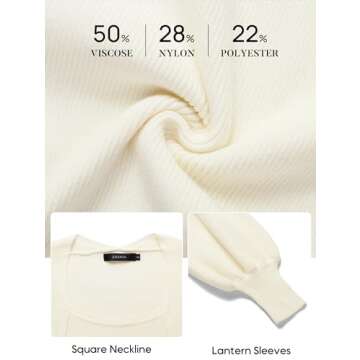 Stylish ZESICA Square Neck Ribbed Knit Dress for Winter