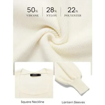 Stylish ZESICA Square Neck Ribbed Knit Dress for Winter