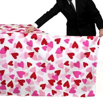 Valentine's Love 3-Pack Tablecloths: Waterproof & Disposable Plastic Covers, 54x108, Romantic Heart-Themed Decorations for Memorable Party Tables