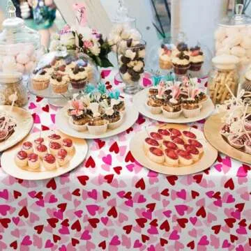 Valentine's Love 3-Pack Tablecloths: Waterproof & Disposable Plastic Covers, 54x108, Romantic Heart-Themed Decorations for Memorable Party Tables