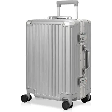 AnyZip Carry On Luggage - Aluminium Frame, 20in, TSA Lock, Silver