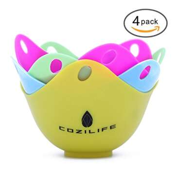 Egg Poacher – COZILIFE Silicone Egg Poaching Cups with Ring Standers, For Microwave or Stovetop Egg Cooking, Kraft Box Packing, BPA Free, Pack of 4
