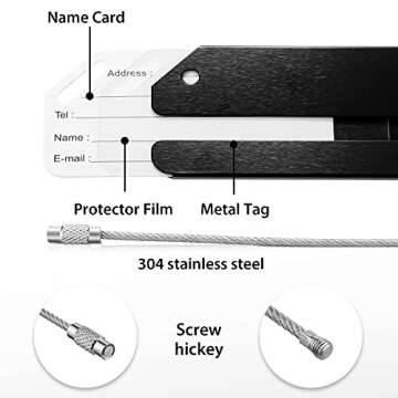 12 Pieces Luggage Tags Business Card Holder Aluminum Metal Travel ID Bag Tag for Suitcases Travel Lu...