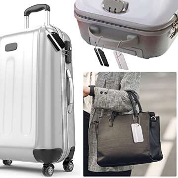 12 Pieces Luggage Tags Business Card Holder Aluminum Metal Travel ID Bag Tag for Suitcases Travel Luggage Baggage Identifier (Red, Silver, Black, Blue, Purple, Gold)