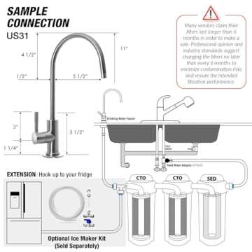 iSpring US31 Under Sink Water Filtration System for Pure Water