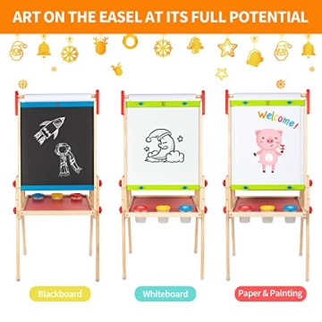 Adjustable Magnetic Kids Art Easel with Paper Roll
