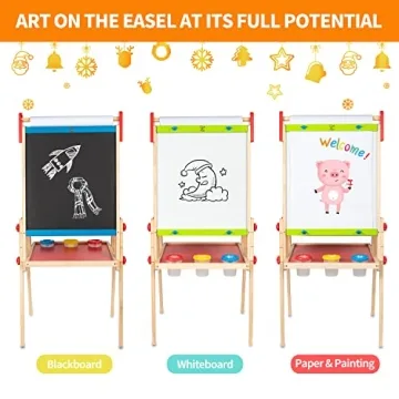 Adjustable Magnetic Kids Art Easel with Paper Roll