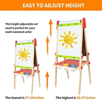 Adjustable Magnetic Kids Art Easel with Paper Roll