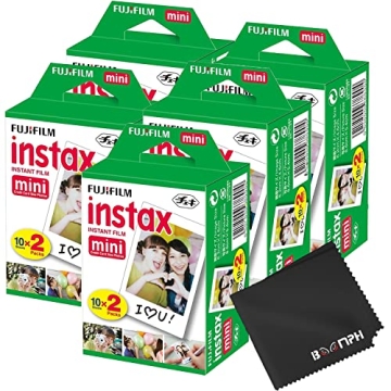 Fujifilm Instax Mini Instant Camera Film: 100 Shoots Total, (10 Sheets x 10) - Capture Memories Anyt...