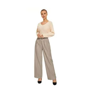 FUNYYZO Women's Wide Leg Pants - High Elastic Waisted Business Trousers for Every Occasion