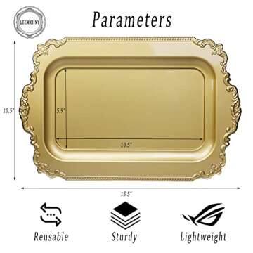 Leemxiiny 2Pcs Vintage Gold Decorative Tray - Stylish Serving for Home or Office