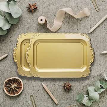 Leemxiiny Vintage Gold Decorative Trays - Elegant 2Pcs Set