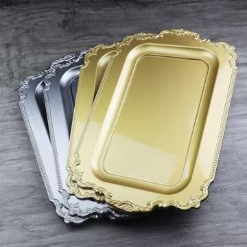 Leemxiiny Vintage Gold Decorative Trays - Elegant 2Pcs Set