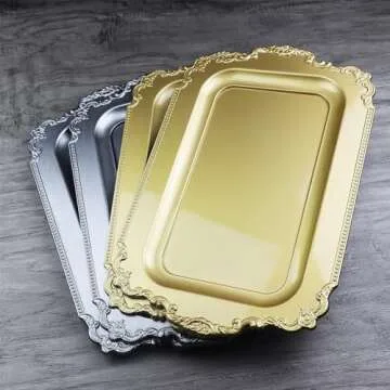 Leemxiiny Vintage Gold Decorative Trays - Elegant 2Pcs Set