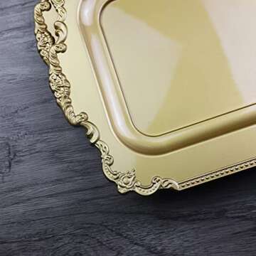 Leemxiiny Vintage Gold Decorative Trays - Elegant 2Pcs Set