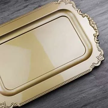 Leemxiiny Vintage Gold Decorative Trays - Elegant 2Pcs Set