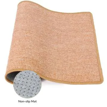 FUKUMARU Cat Scratcher Mat, 23.6 X 31.5 Inch Natural Sisal Cat Scratch Mats, Horizontal Cat Floor Scratching Pad Rug, Protect Carpets and Sofas Brown
