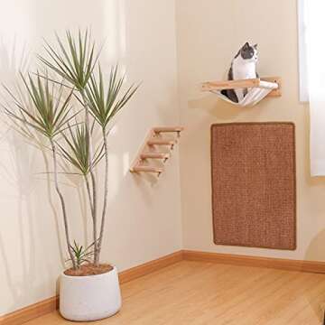 FUKUMARU Cat Scratcher Mat, 23.6 X 31.5 Inch Natural Sisal Cat Scratch Mats, Horizontal Cat Floor Scratching Pad Rug, Protect Carpets and Sofas Brown