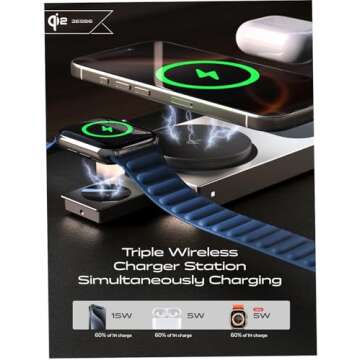 LISEN 3-in-1 Magsafe Charger for iPhone 16, 15W Fast Charge