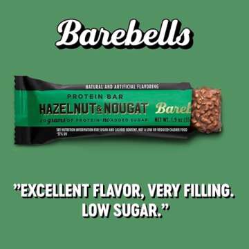 Barebells Protein Bars Hazelnut & Nougat - 12 Count, 1.9oz Bars - Protein Snacks with 20g of High Pr...