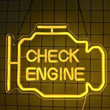 Check Engine Light Neon Signs for Wall Decor, LED Garage Neon Signs Wall Art Gifts for Dad, USB Powe...