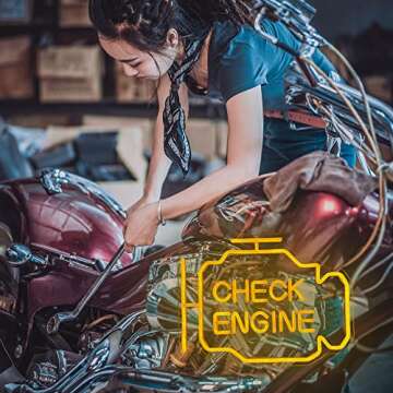 Check Engine Light Neon Signs for Wall Decor, LED Garage Neon Signs Wall Art Gifts for Dad, USB Powered for Man Cave Auto Repair Shop Workshop Party Birthday Gift(15.7x11.8in)