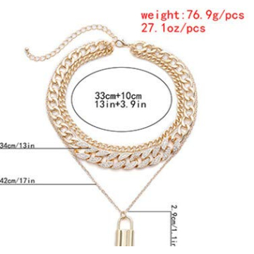 Shiny Hip Hop Rhinestone Chain Necklace Set for All