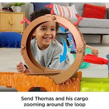 Thomas & Friends Toy Train Set Loop & Launch Maintenance Yard with Thomas Motorized Engine & Carly The Crane for Kids Ages 3+ Years