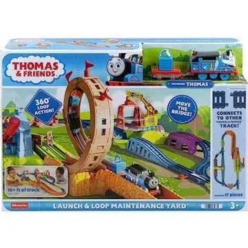 Thomas & Friends Toy Train Set Loop & Launch Maintenance Yard with Thomas Motorized Engine & Carly The Crane for Kids Ages 3+ Years