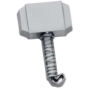Marvel Thor Hammer Pewter Lapel Pin,Silver,1"