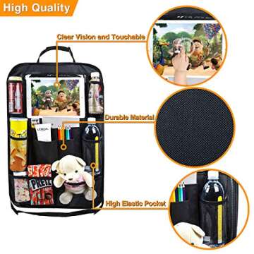Backseat Organizer, Car Organizer Back Seat Car Organizer for Kids with Hole for USB/Headphone Back Car Seat Organizer Backseat Car Organizer for Road Trip, Kid Snacks, Toys, Travel Accessories,2 Pack