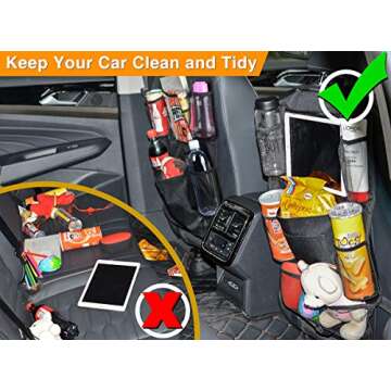 Backseat Organizer, Car Organizer Back Seat Car Organizer for Kids with Hole for USB/Headphone Back Car Seat Organizer Backseat Car Organizer for Road Trip, Kid Snacks, Toys, Travel Accessories,2 Pack
